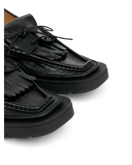 Maison Margiela Black Fringed Leather Loafers