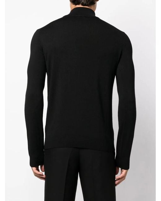 HUGO Black Roll-Neck Virgin Wool Jumper for men
