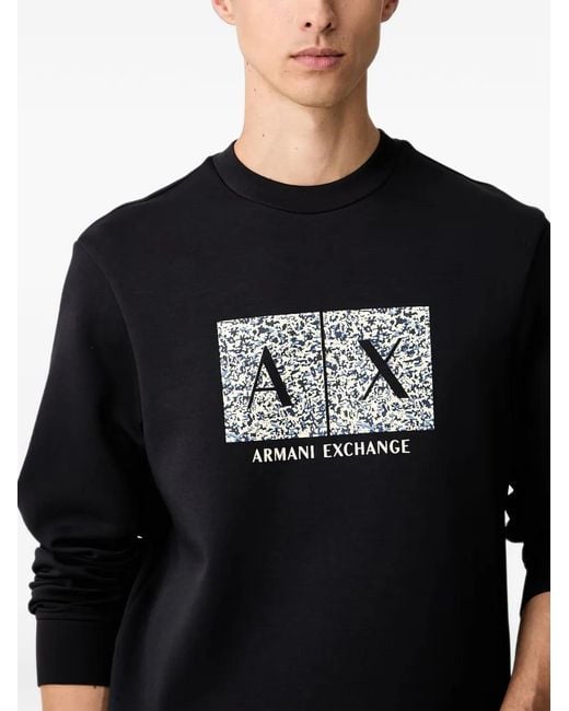 ARMANI EXCHANGE Black Logo-Print Sweatshirt for men