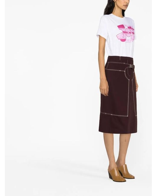 Ganni Pink Slogan-Print Cotton-Jersey T-Shirt