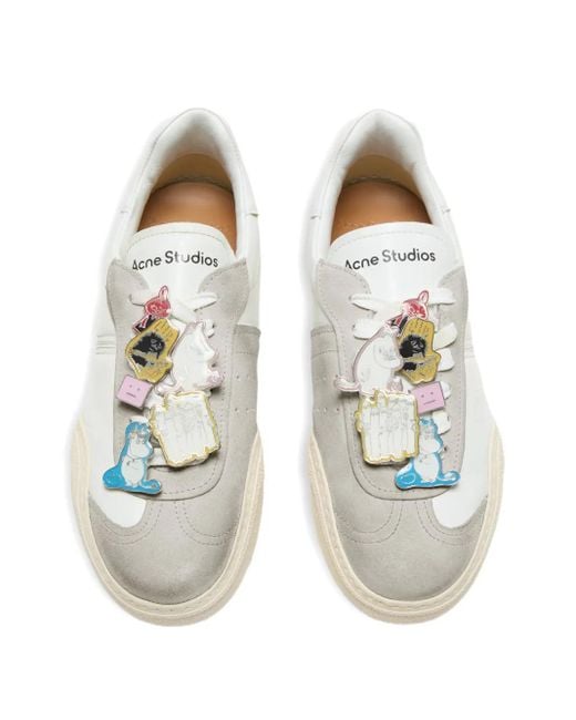 Acne White Charm-Detail Low-Top Sneakers