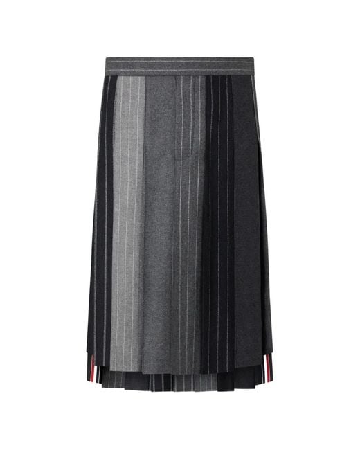 Thom Browne Gray Flannel Banker-Stripe Pleated Skirt for men