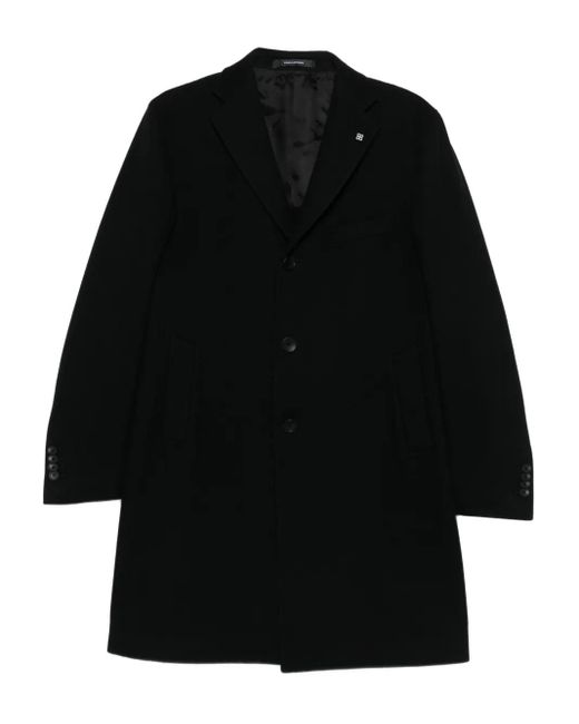 Tagliatore Black Single-Breasted Coat for men