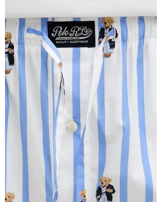 Polo Ralph Lauren Blue Polo Bear Stripe-Print Pajama Bottoms for men