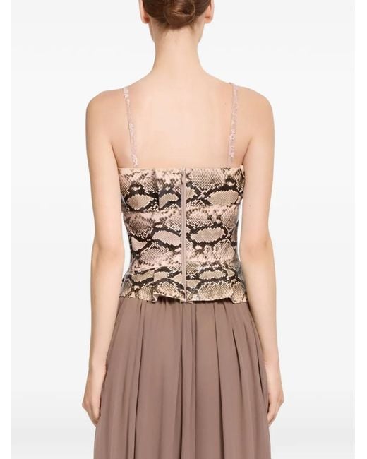 Elie Saab Natural Python-Effect Peplum Leather Corset