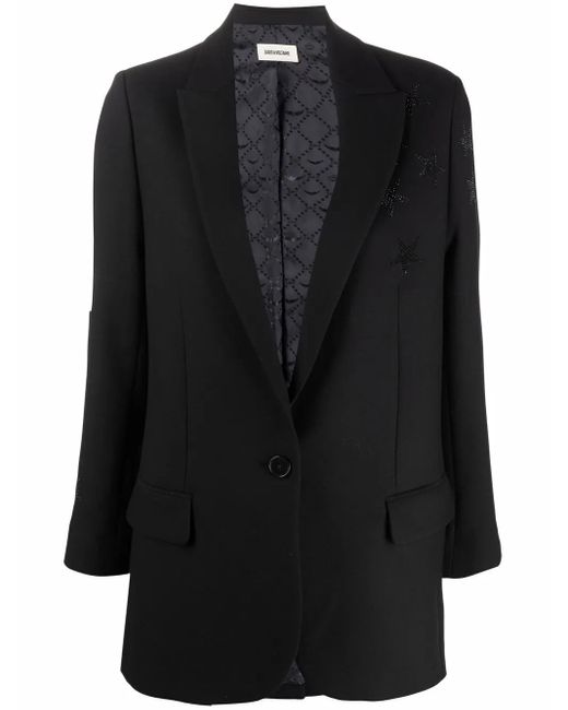 Zadig & Voltaire Black Viva Crystal-Star Blazer