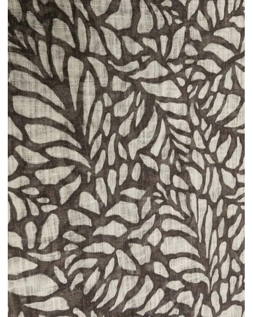 Brunello Cucinelli Brown Leaf-Pattern Scarf for men