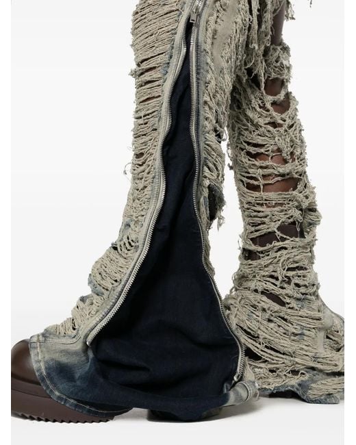 Rick Owens Gray Distressed-Finish Slim-Cut Jeans for men