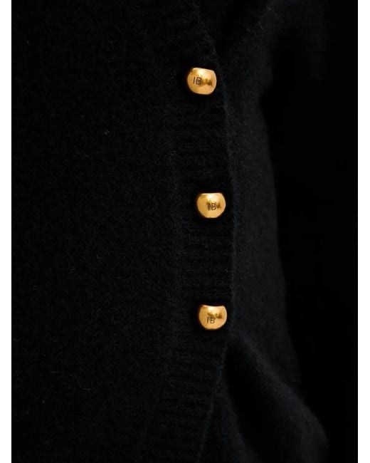 Isabelle Blanche Black Button-Up V-Neck Cardigan