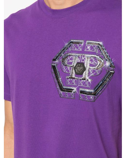 Philipp Plein Purple Logo-print Short-sleeved T-shirt for men