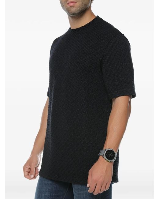 Emporio Armani Black Textured Short-Sleeve T-Shirt for men
