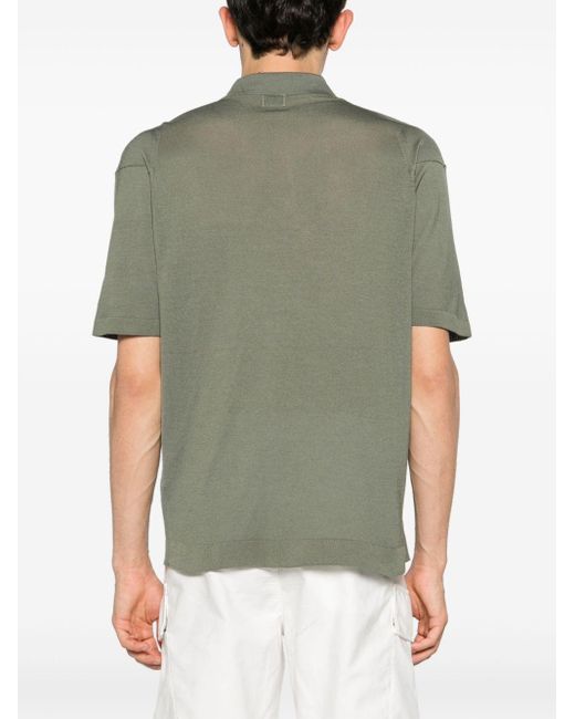 C P Company Fein gestricktes Poloshirt in Green für Herren