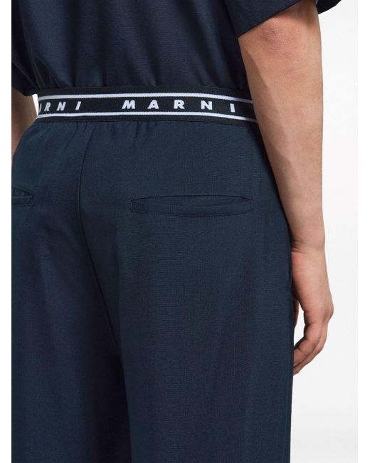 Pantalones con logo en la cinturilla Marni de hombre de color Blue