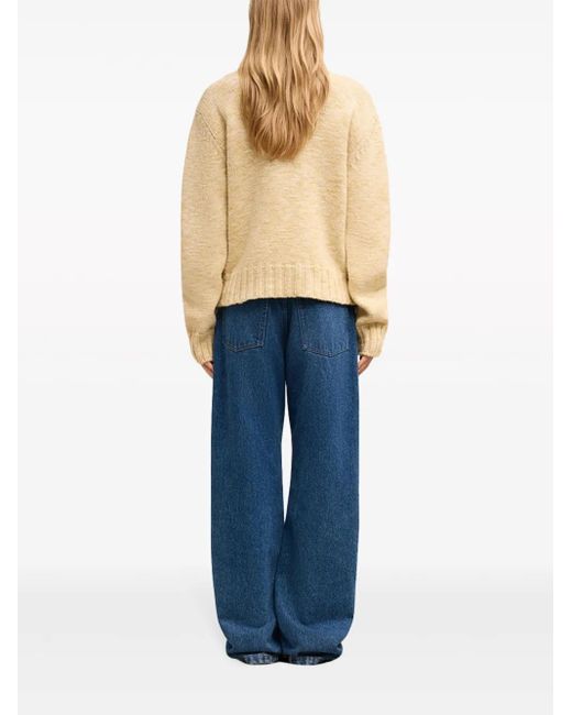 AMI Natural Shearling Crew Neck Sweater