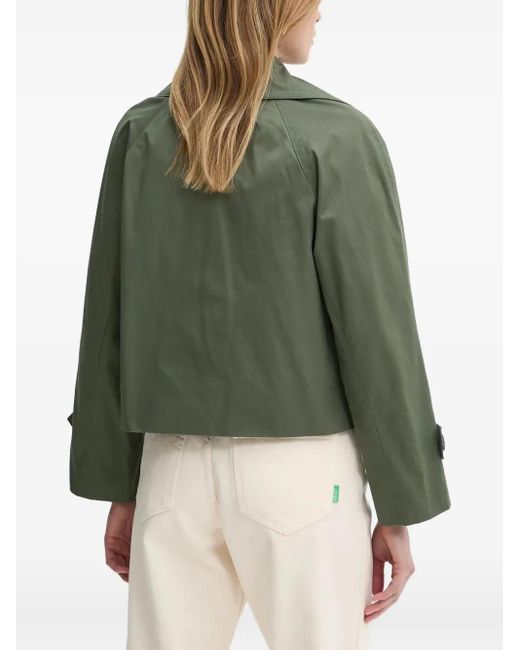 Benetton Green Double-Breasted Cropped Jacket