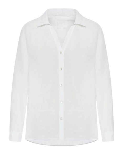 120% Lino White Klassisches Hemd