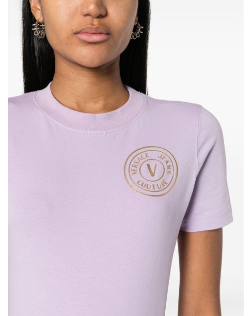 T-shirt à logo imprimé Versace en coloris Purple