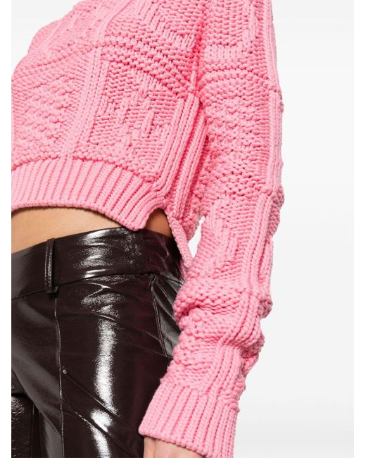 Nanushka Pink Lyssa Cable-knit Cropped Jumper