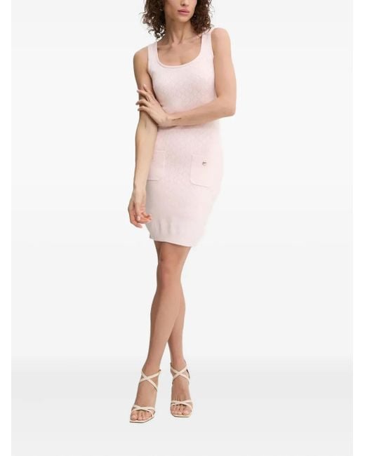 Guess White Ärmelloses Minikleid mit Rautenmuster