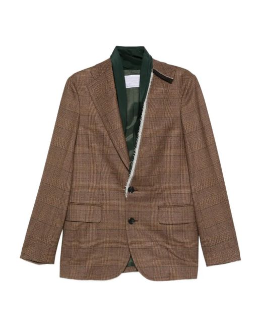 Kolor Brown Checked Single-Breasted Blazer for men
