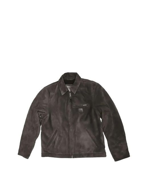 HTC Gray Zip-Up Suede Jacket for men