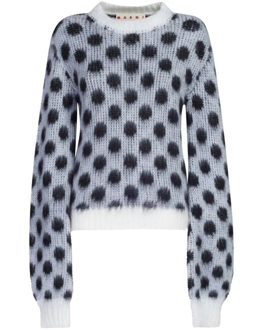 Marni White Polka-Dot Intarsia Jumper