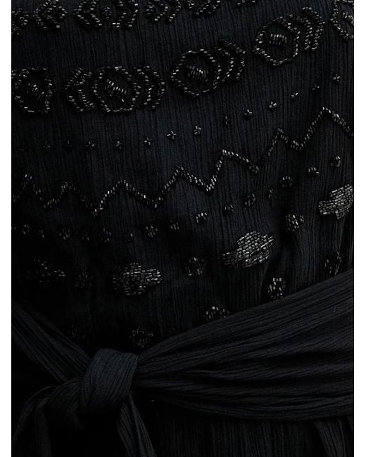 Lola Casademunt Black Bead-Embellished Strapless Jumpsuit