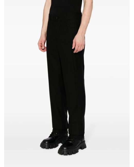 Feng Chen Wang Black Lambs Wool Straight-Leg Trousers for men