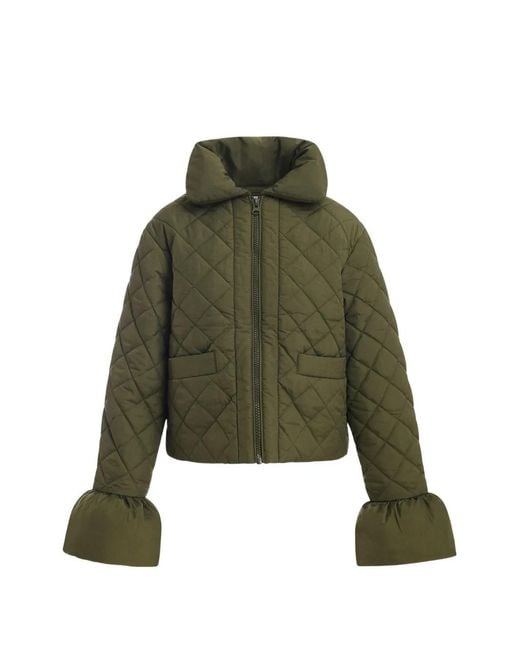 Essentiel Antwerp Green Zip-Up Quilted Jacket