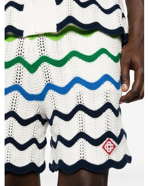 Casablanca Green Wave Pattern Knitted Shorts for men