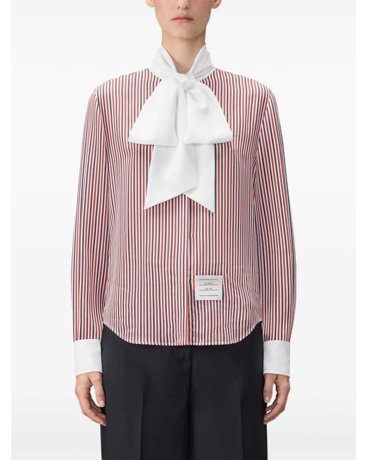Thom Browne Pink Striped Detachable-Collar Shirt