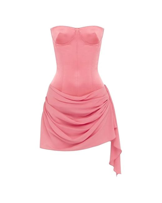 Alex Perry Pink Draped Mini Corset-Style Dress