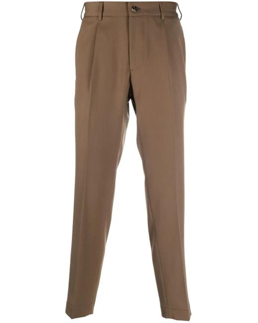 Dell'Oglio Brown Tapered Wool-Blend Trousers for men