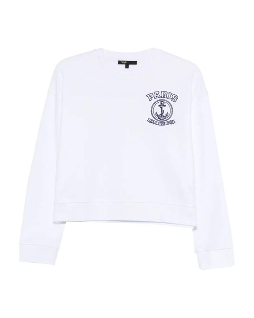 Maje White Sailor Print Sweatshirt