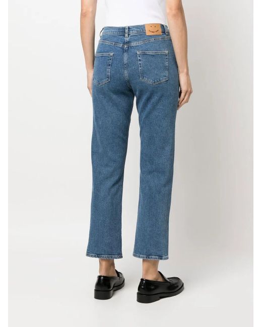 Paul Smith Blue Mid-Rise Cropped Jeans