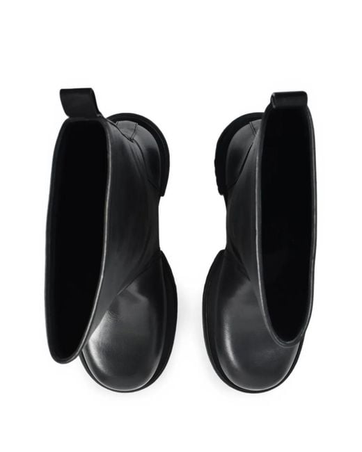 Rick Owens Black Bogun Leather Biker Boots for men
