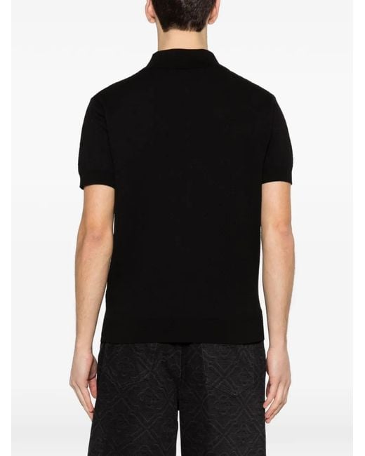 Casablanca Black Pointelle Monogram Polo Shirt for men