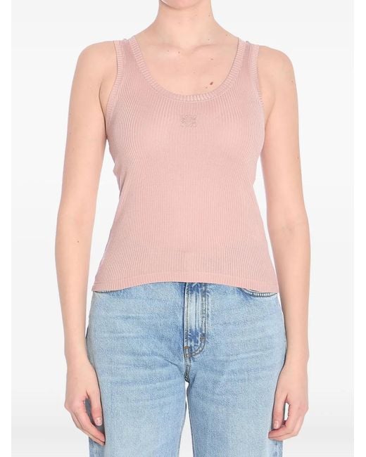 Loewe Pink Silk-Blend Anagram Tank Top