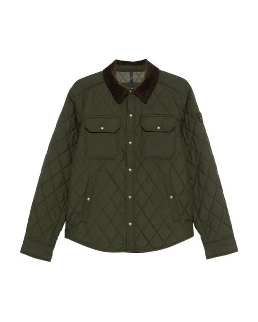 Polo Ralph Lauren Green Quilted Corduroy-Collar Shirt Jacket for men