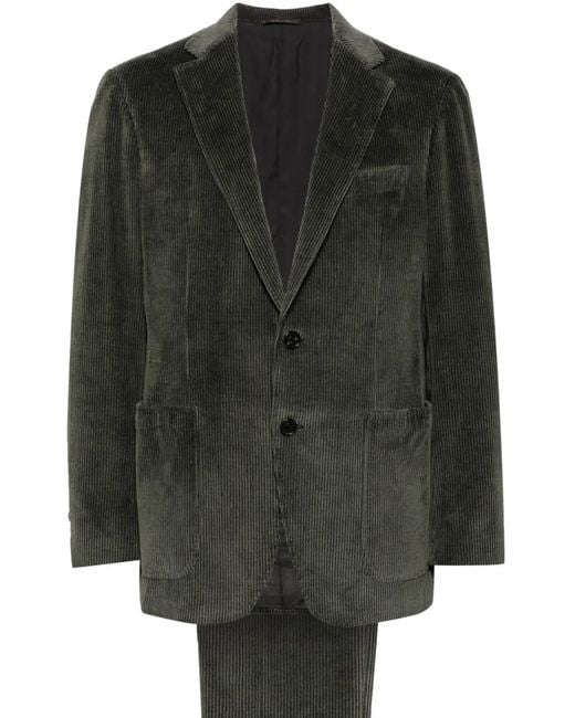 Canali Black Corduroy Single-Breasted Suit for men