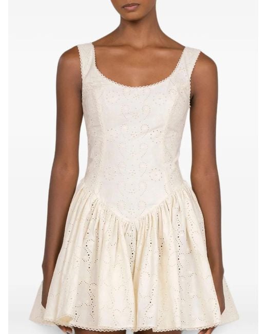 Agua Bendita White Pluma Playa Eyelet Mini Dress