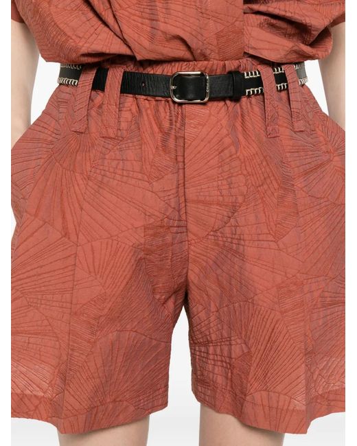 Brunello Cucinelli Red Geometric Pattern Shorts