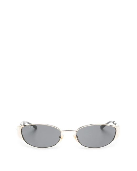 Gucci White Interlocking G Oval-Frame Sunglasses