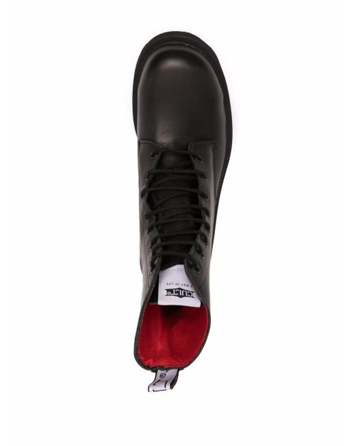 Cult Black Lace-Up Biker Boots for men