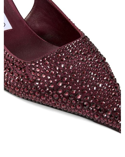 Jimmy Choo Red Amel 50 Satin Embellished Slingback Pumps