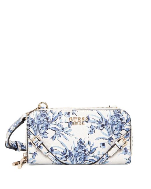 Guess Blue Floral-Print Crossbody Bag