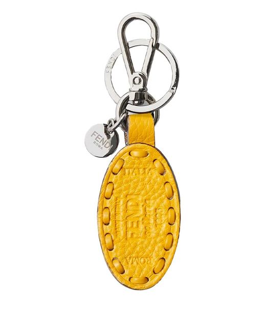 Fendi Metallic Oval-Shape Leather Keyring for men
