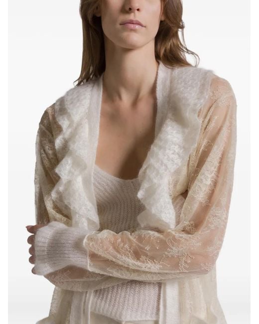 Cardigan À Col Volanté Alberta Ferretti en coloris White