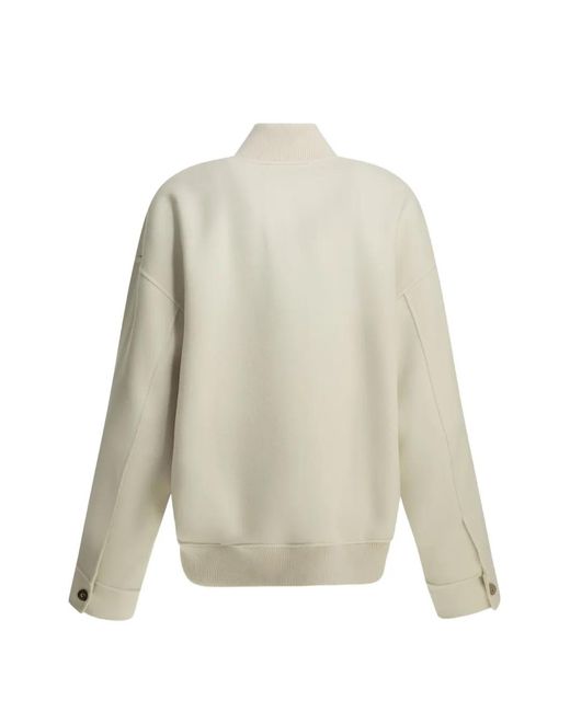 Sportmax White Wool Bomber Jacket