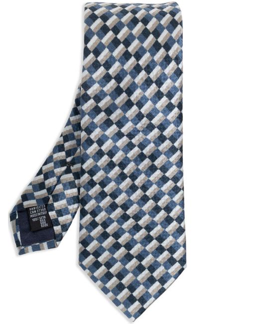 Cravate en soie à carreaux Giorgio Armani pour homme en coloris Blue